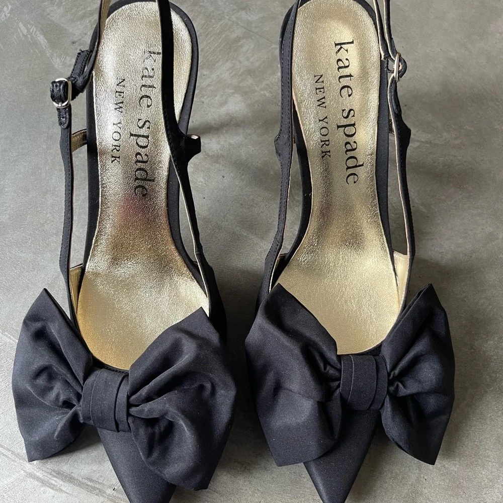Kate Spade Satin Black Sheela Slingback Pumps - New - Picture 12 of 17